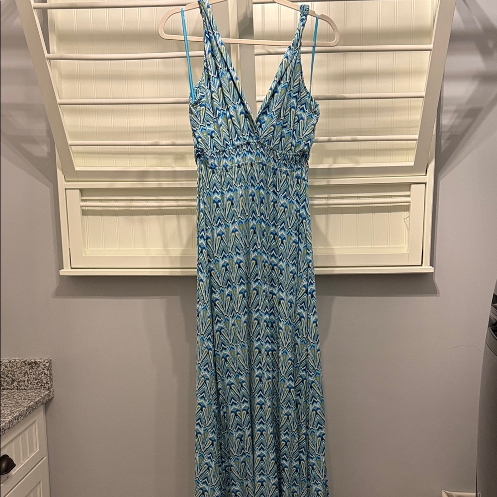 Blue Patterned Maxi Dress